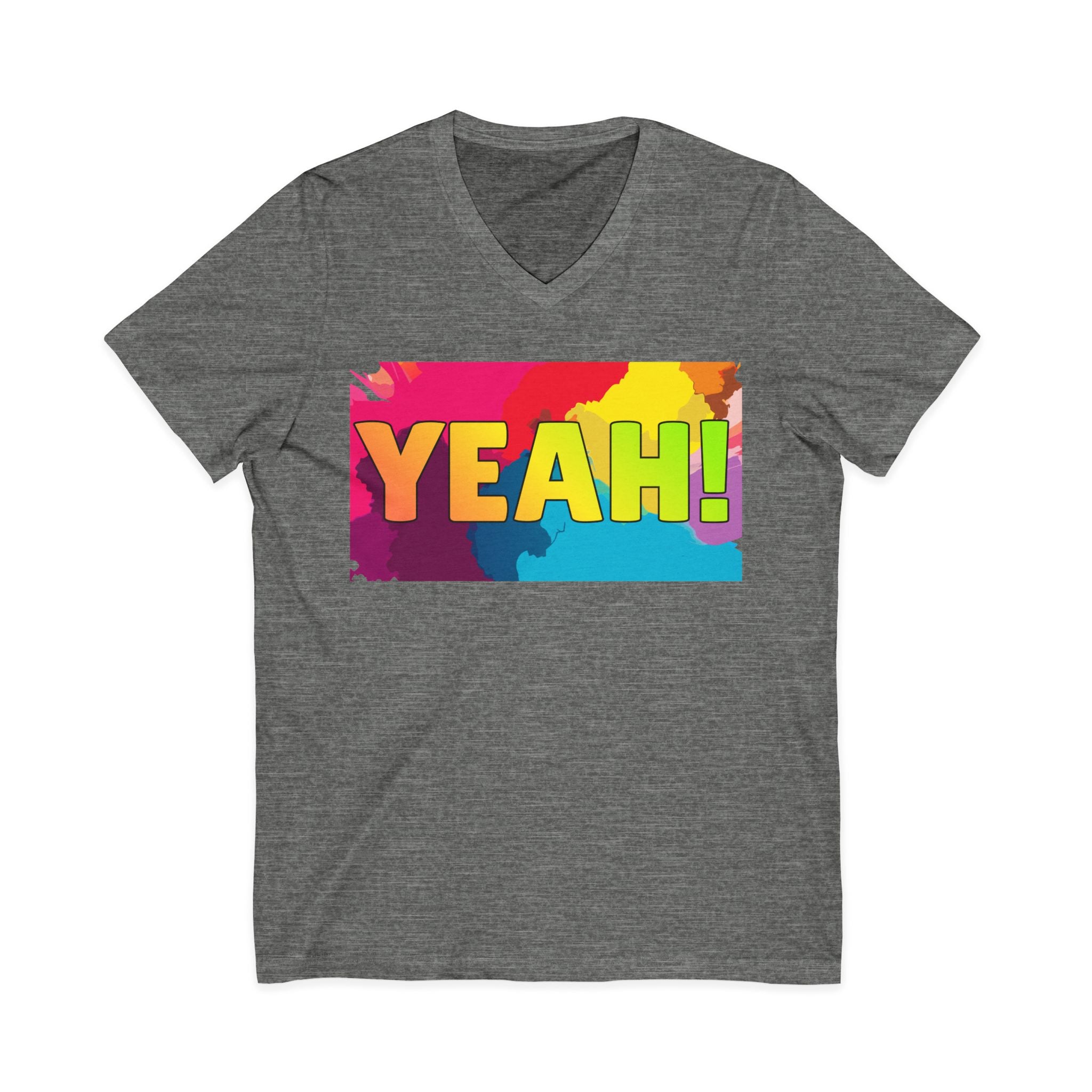 Yeah! Colorful Graphic V-Neck T-Shirt
