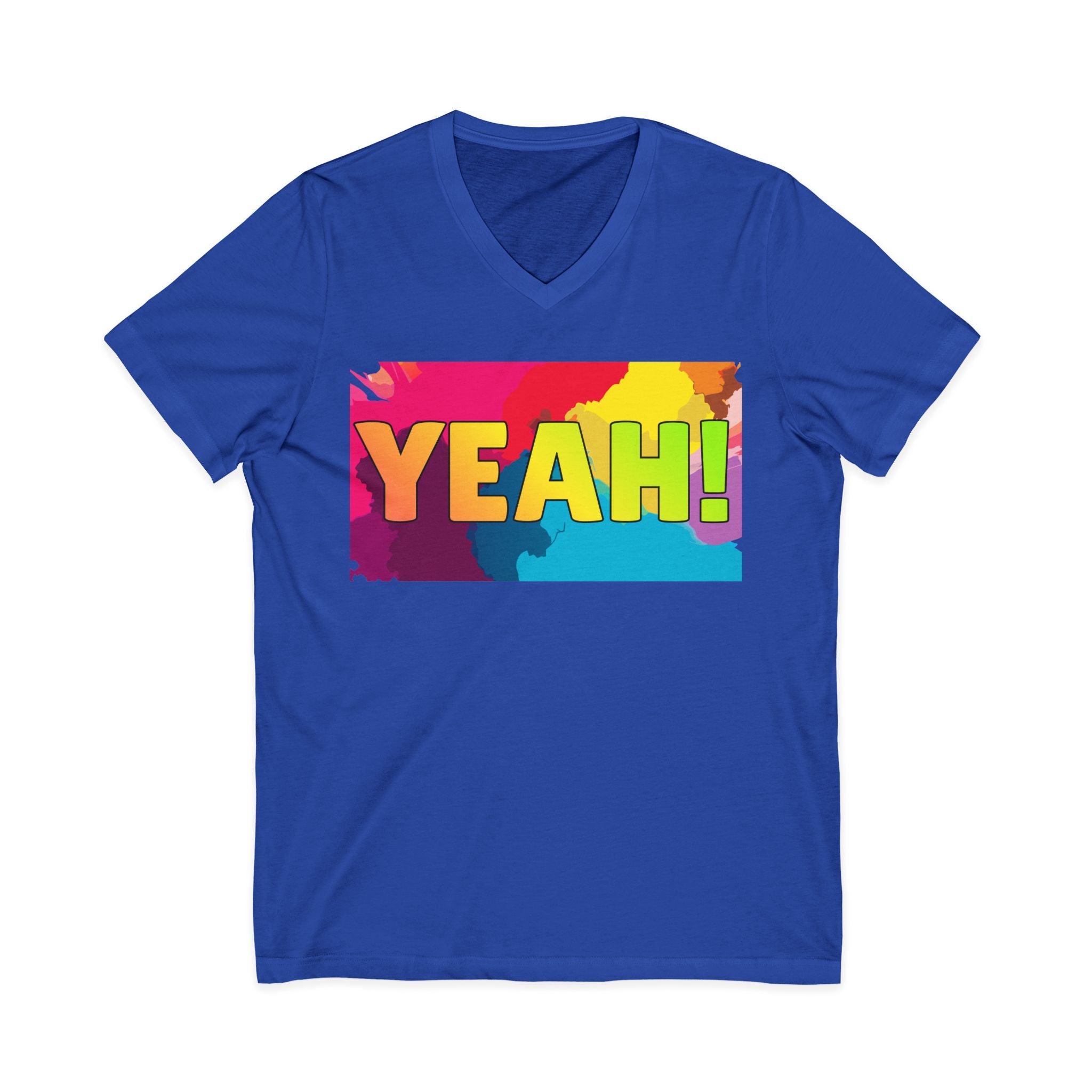 Yeah! Colorful Graphic V-Neck T-Shirt