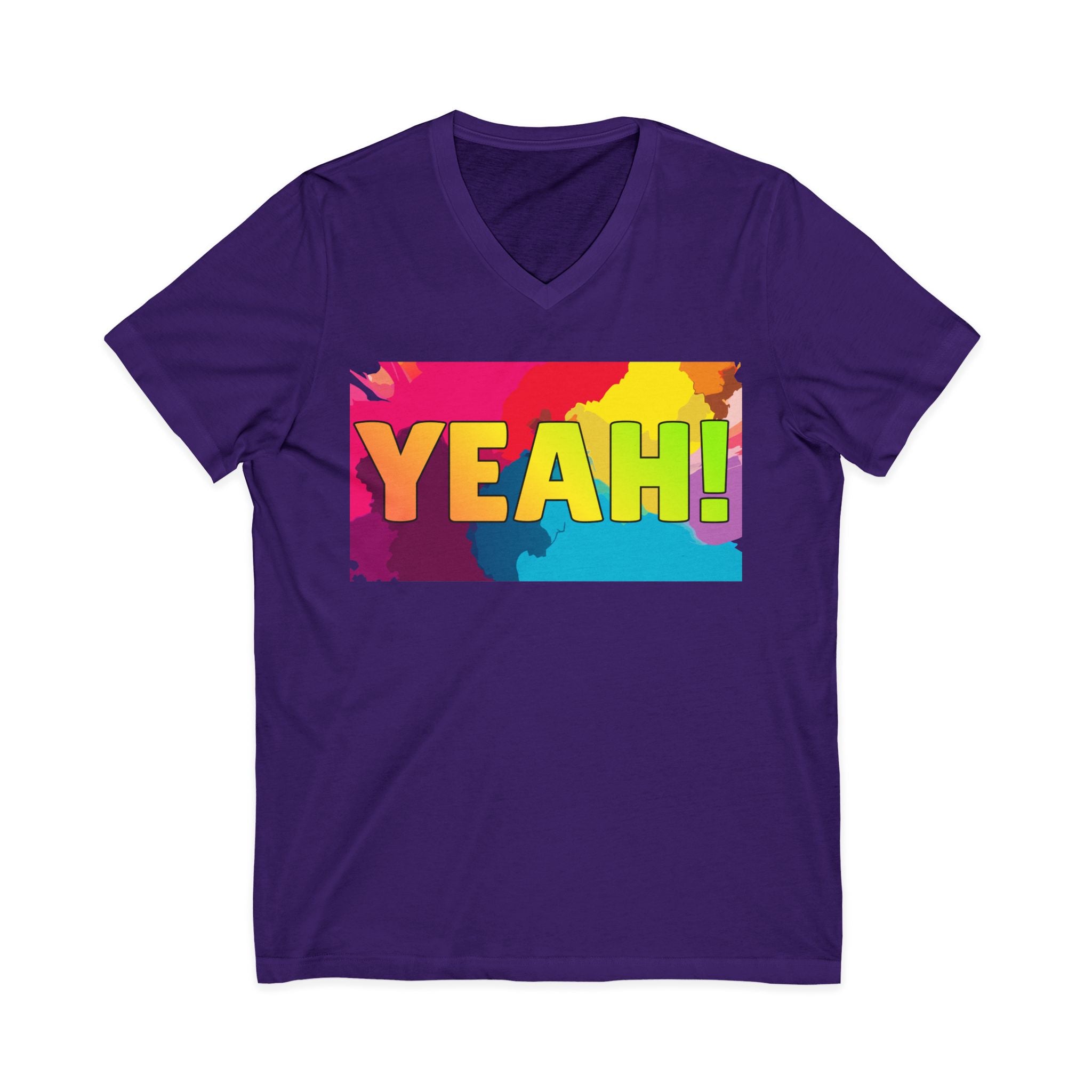 Yeah! Colorful Graphic V-Neck T-Shirt