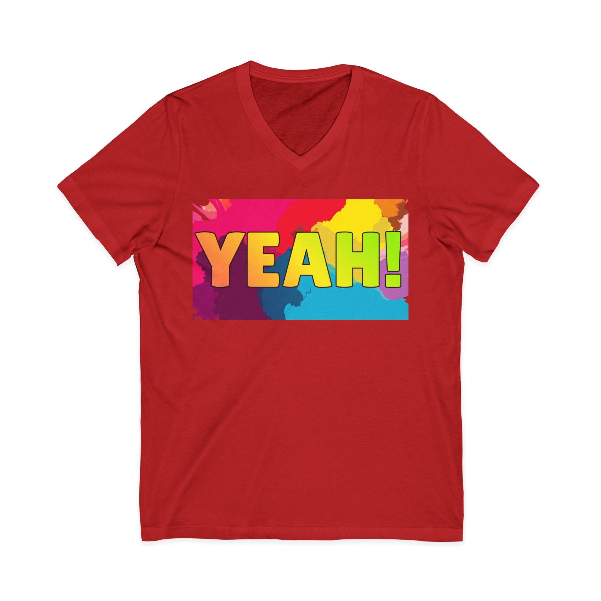 Yeah! Colorful Graphic V-Neck T-Shirt