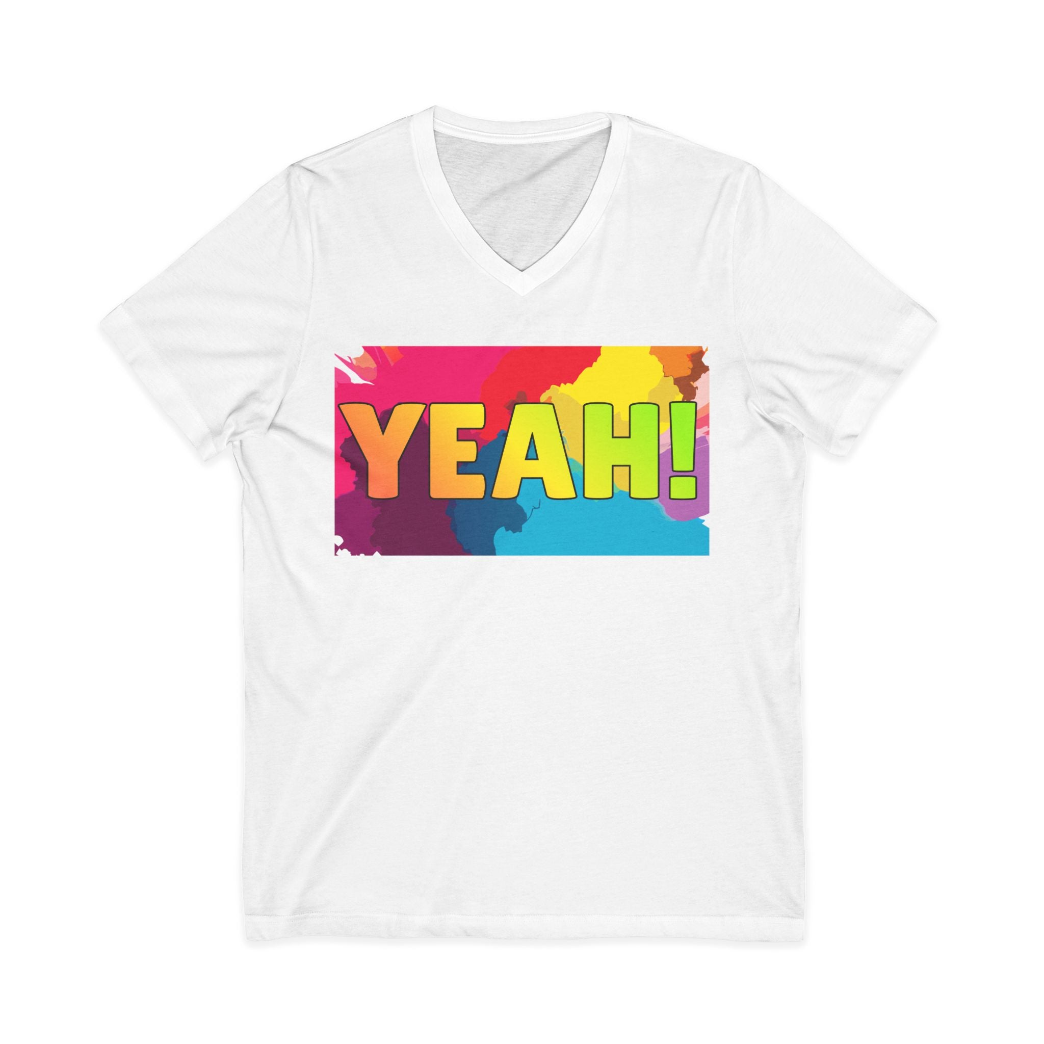 Yeah! Colorful Graphic V-Neck T-Shirt