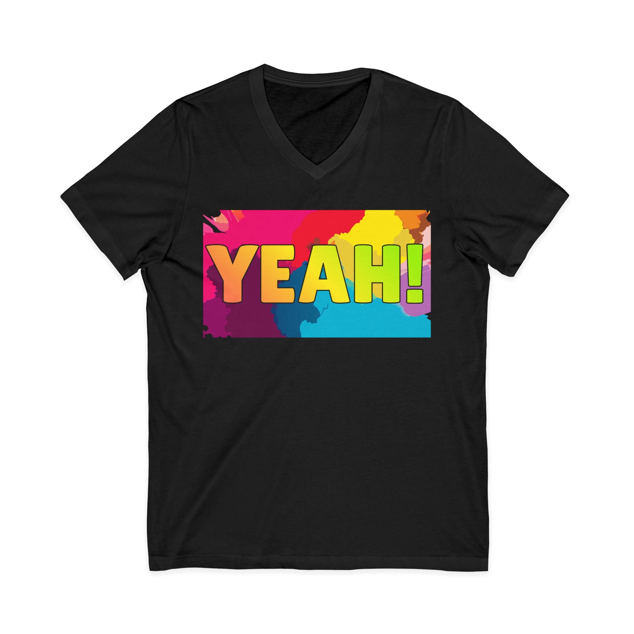 Yeah! Colorful Graphic V-Neck T-Shirt