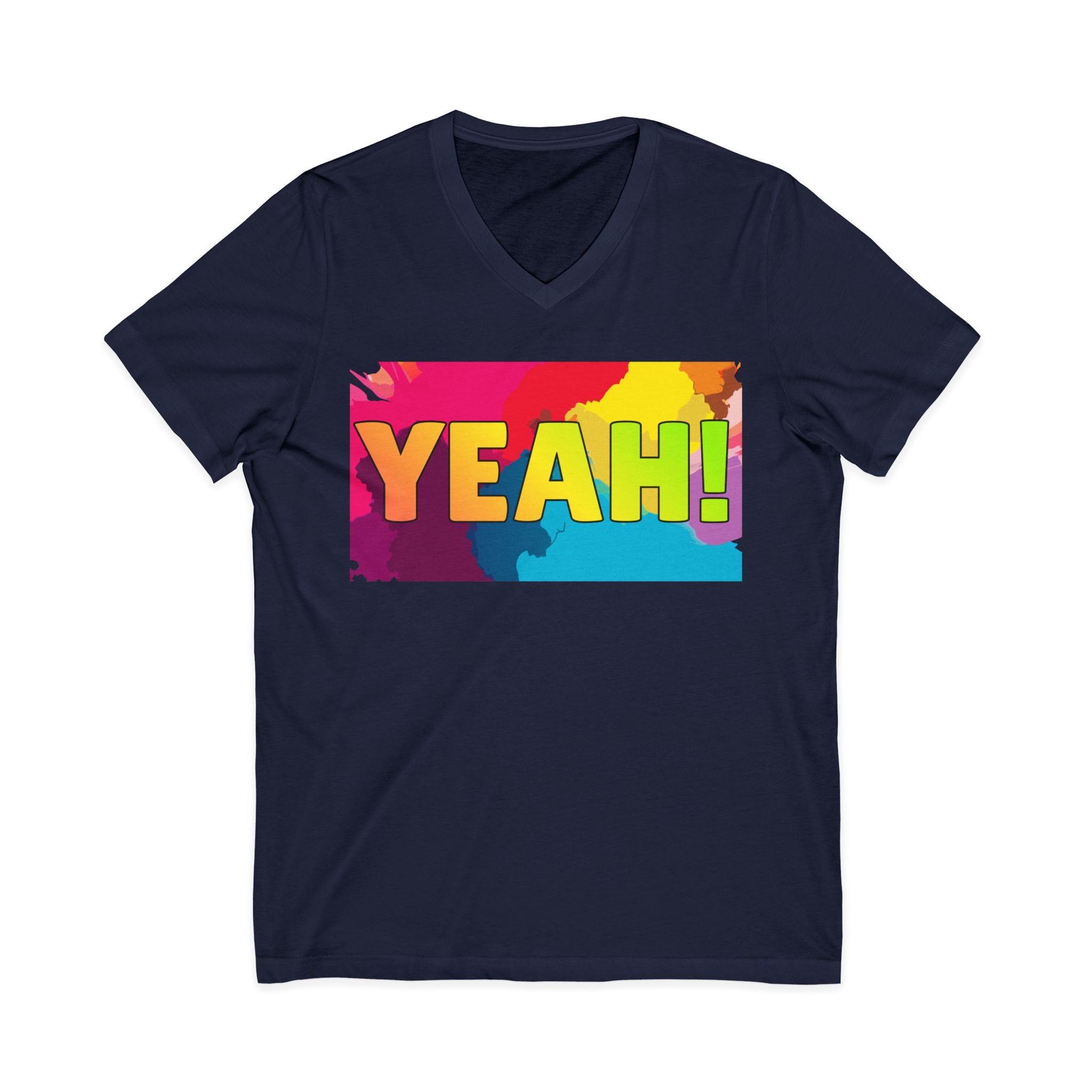 Yeah! Colorful Graphic V-Neck T-Shirt